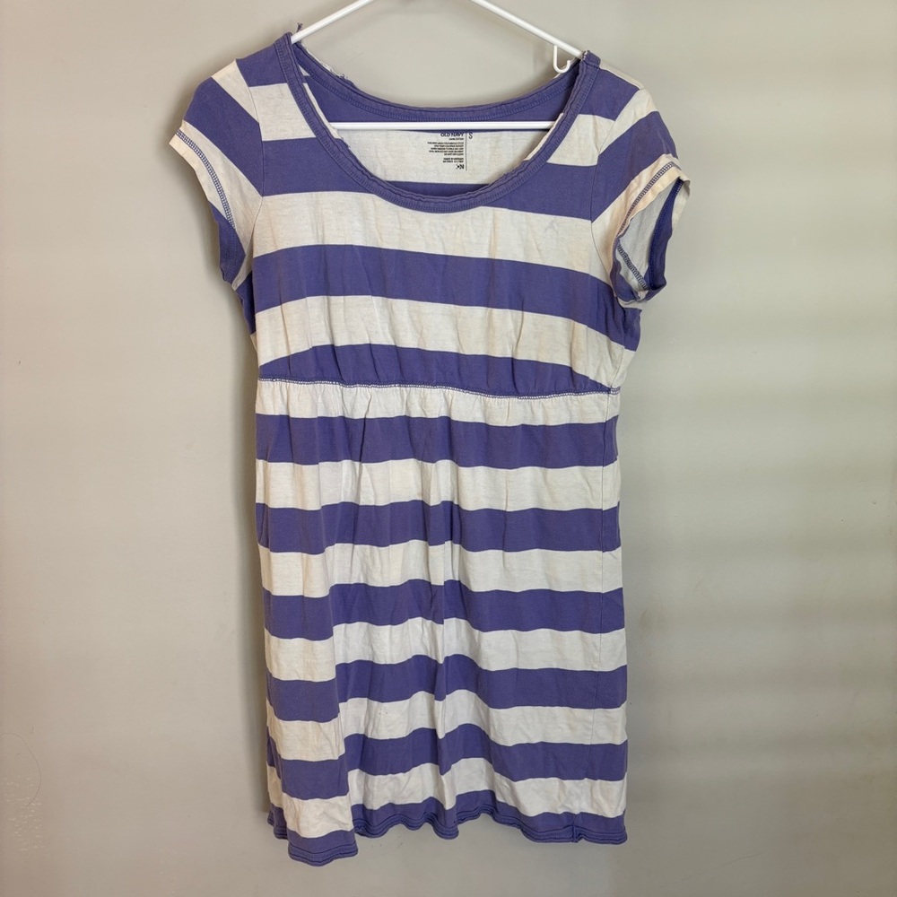 Old Navy Women’s Purple & White Striped Casual Dress – Size Small 👗💜
